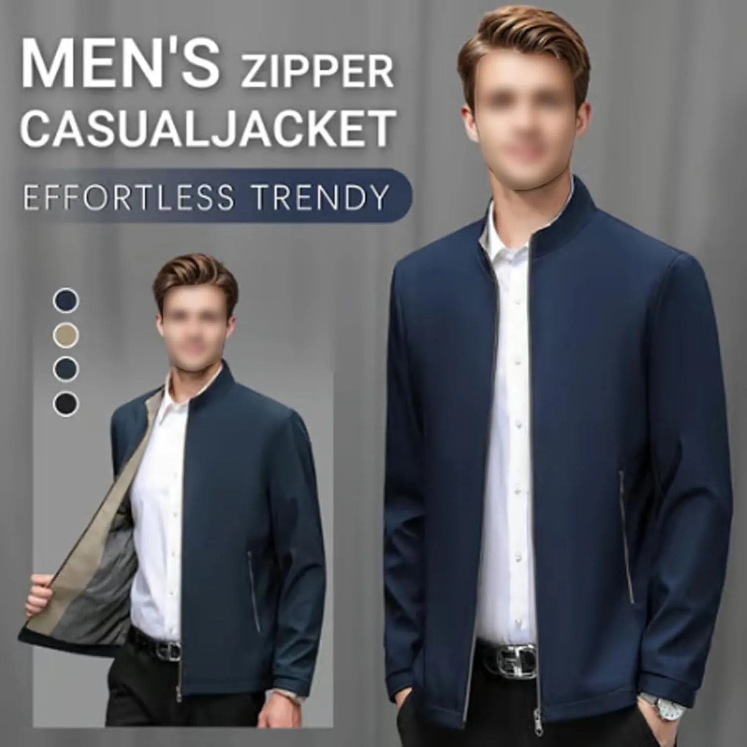 Aviation Men's Standing Collar Zipper Casual Jacket, Men Lightweight Jacket, Men's Lightweight Casual Multi-pocket Coat