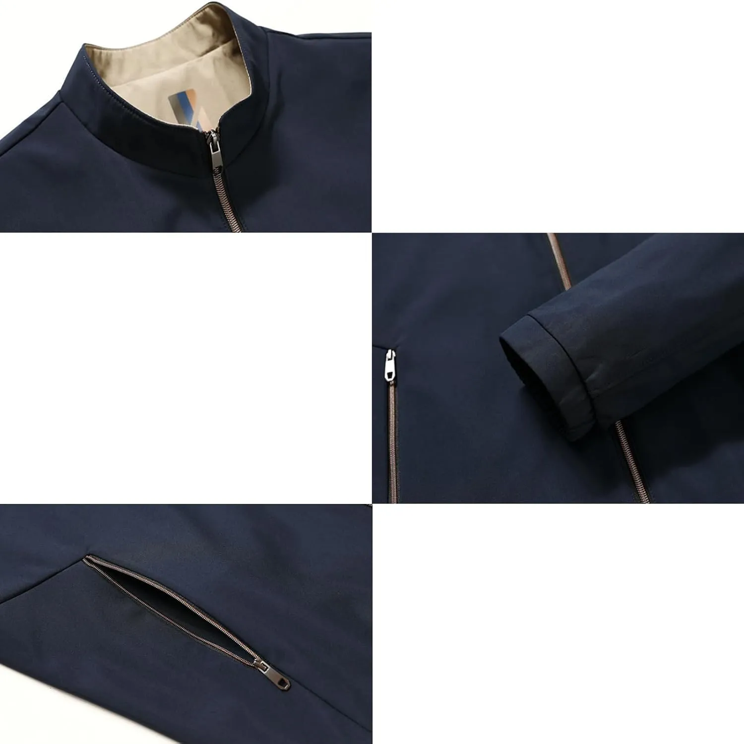 Aviation Men's Standing Collar Zipper Casual Jacket, Men Lightweight Jacket, Men's Lightweight Casual Multi-pocket Coat
