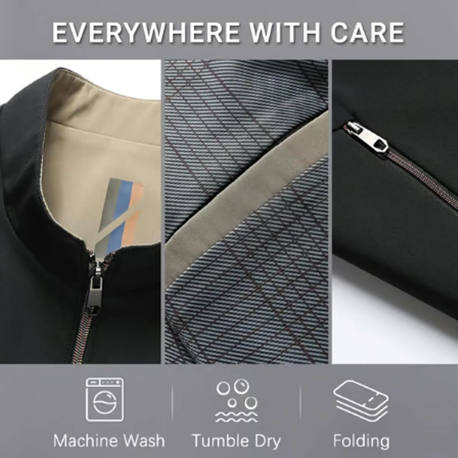 Aviation Men's Standing Collar Zipper Casual Jacket, Men Lightweight Jacket, Men's Lightweight Casual Multi-pocket Coat
