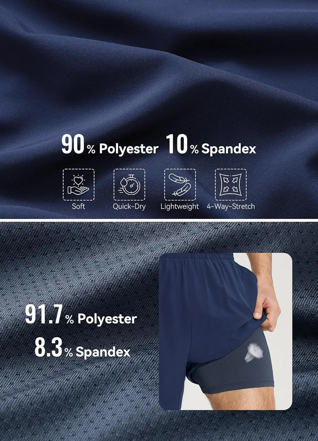 baleaf Men's 5" Running Shorts with Liner 2 in 1 Workout Shorts with Zipper Pocket Quick Dry Athletic Gym Sports