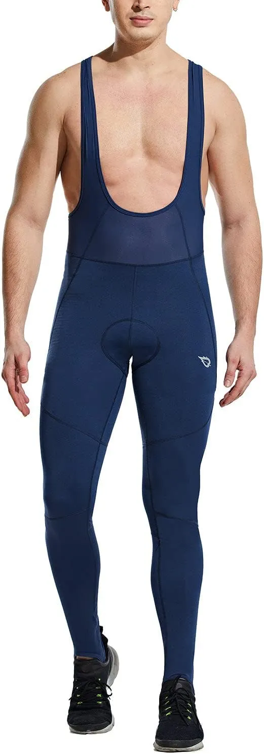 baleaf Men's Winter Cycling Bib Pants 4D Padded Thermal Water Resistant Bike Tights Cold Weather Warm Pockets