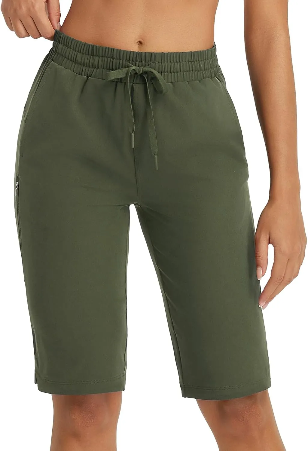 baleaf Women's 13'' Knee Length Hiking Shorts Quick Dry Water Resistant Lightweight Bermuda with Pockets