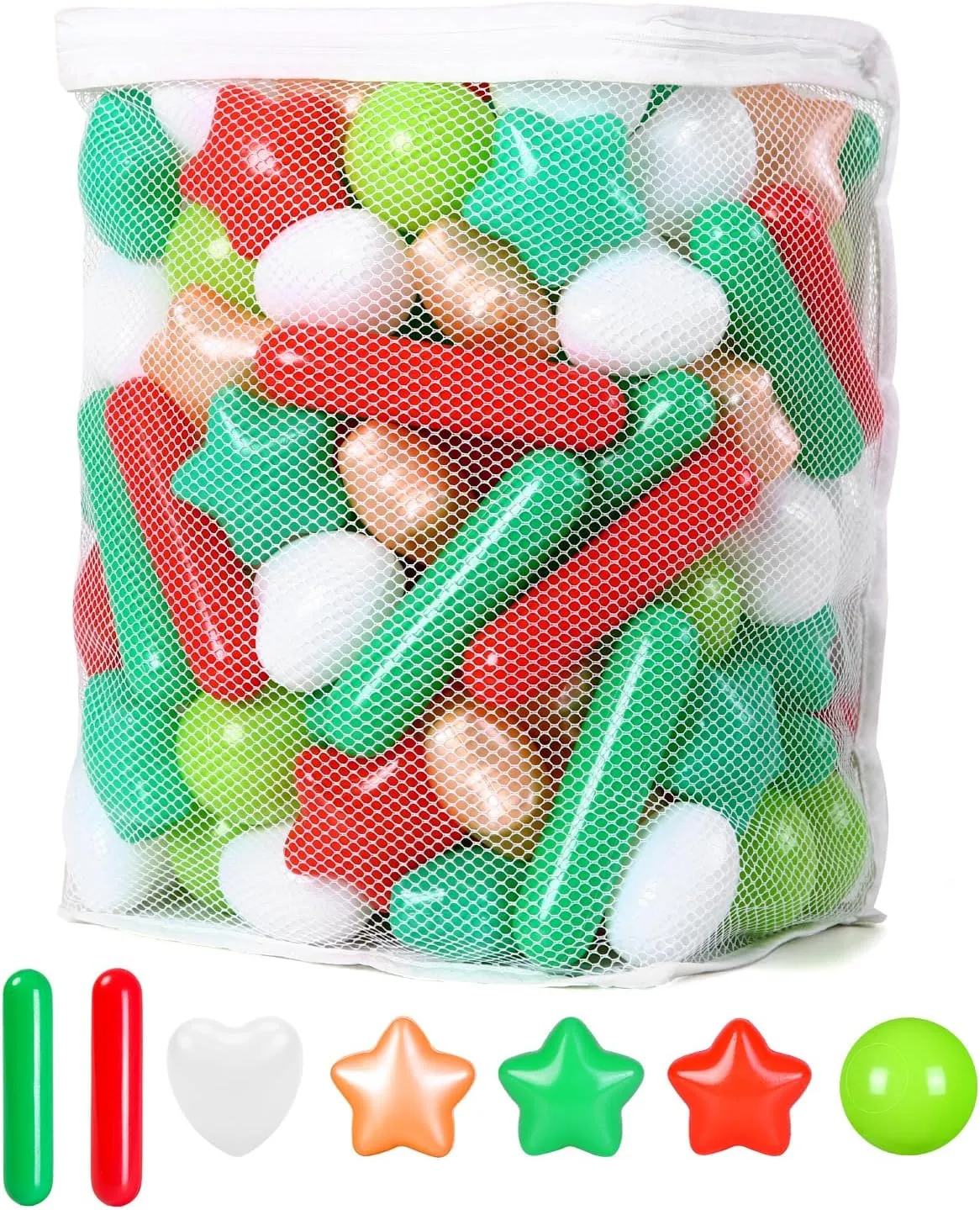 Ball Pit Balls for Toddlers, 150 Pieces Star and Hearts Plastic Toy Balls for Kids Ball Pits,for Baby Toddler Birthday, Playpen Play Tent, Baby Pool Water Toys, Party Decoration