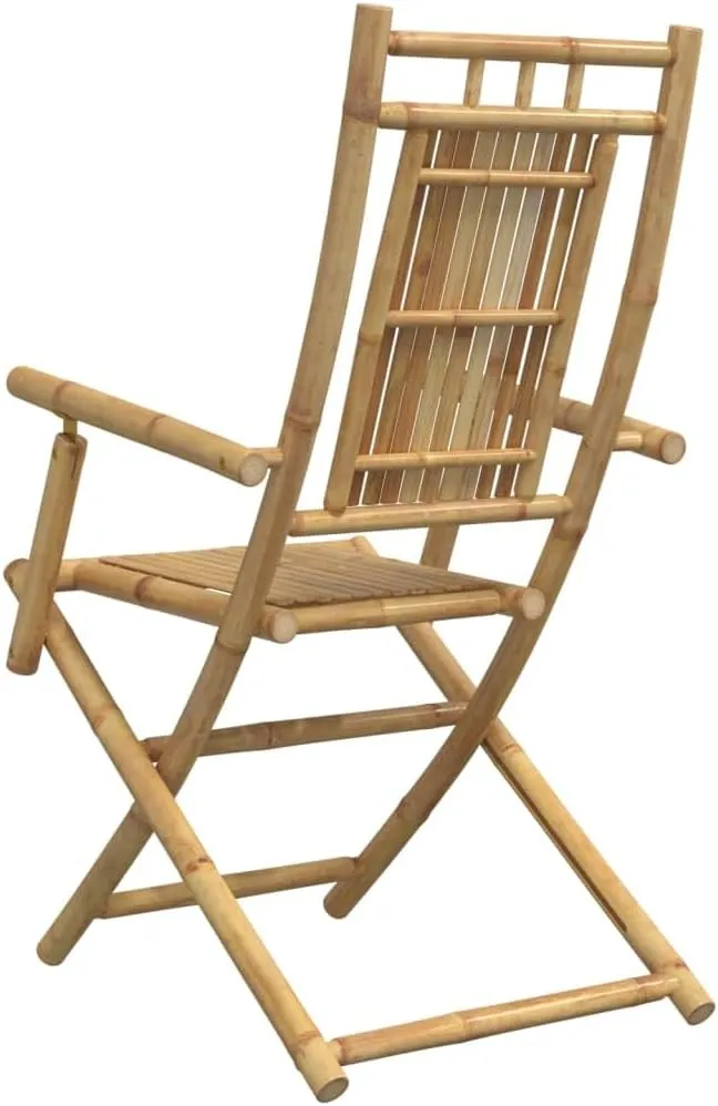 Bamboo Folding Patio Chairs 6-Pack 20.9"x26"x39" Natural Outdoor Furniture Set with Armrests Foldable Design for Garden Dining Camping Beach