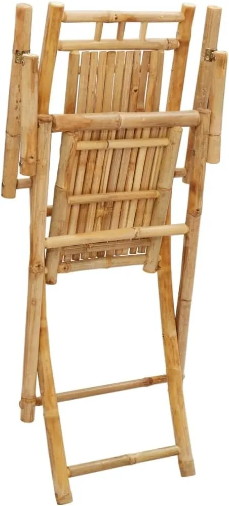Bamboo Folding Patio Chairs 6-Pack 20.9"x26"x39" Natural Outdoor Furniture Set with Armrests Foldable Design for Garden Dining Camping Beach