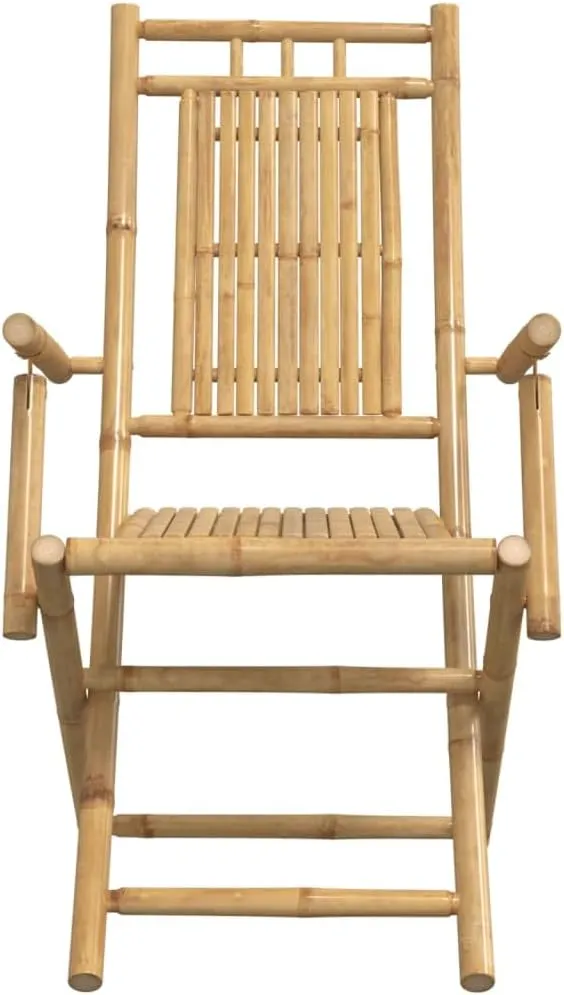 Bamboo Folding Patio Chairs 6-Pack 20.9"x26"x39" Natural Outdoor Furniture Set with Armrests Foldable Design for Garden Dining Camping Beach