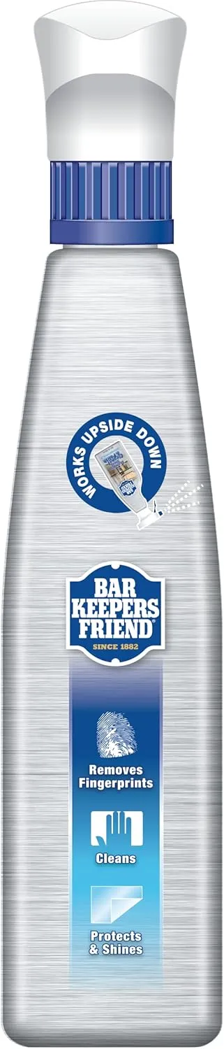 Bar Keepers Friend Stainless Steel Cleaner Spray (25.4 oz)   Microfiber Cloth - Removes Fingerprints and Grime Without Dulling