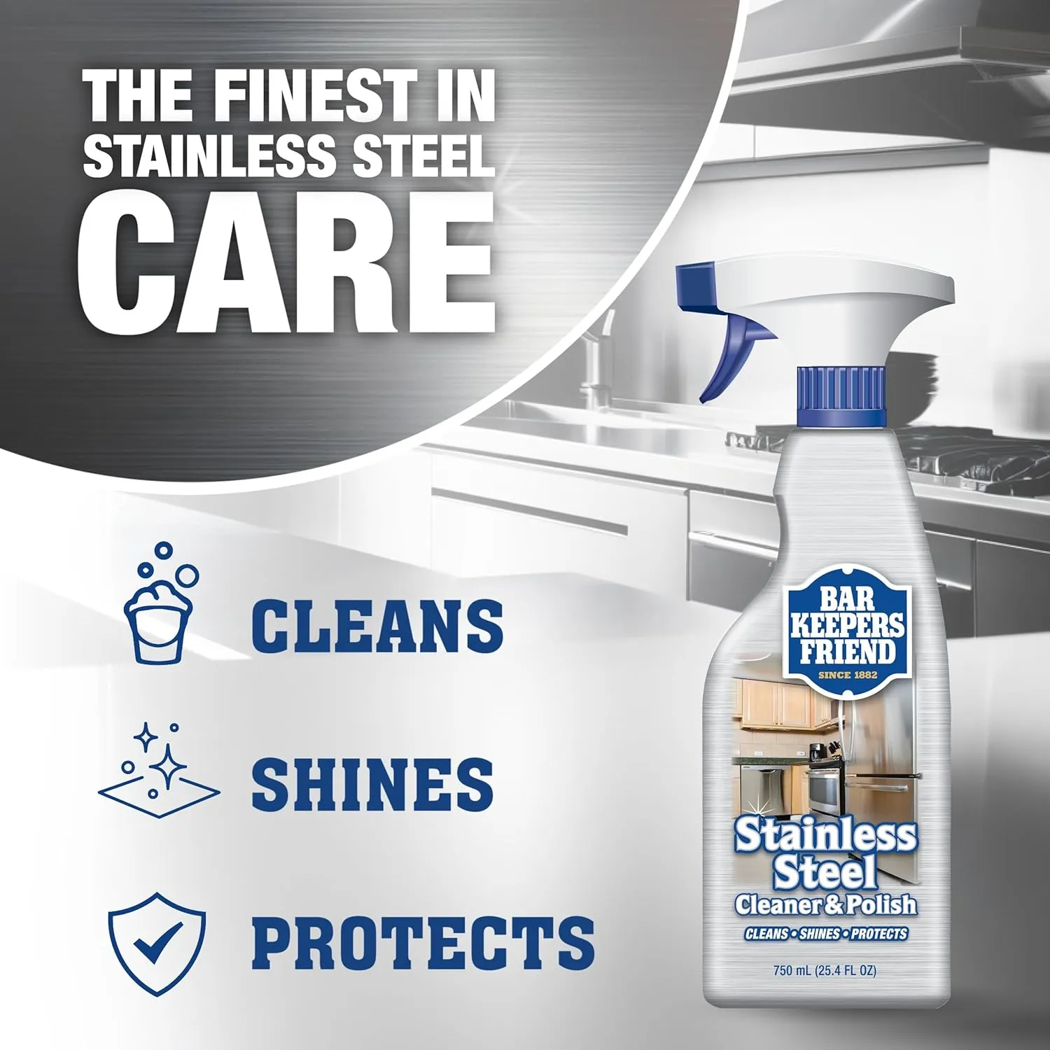 Bar Keepers Friend Stainless Steel Cleaner Spray (25.4 oz)   Microfiber Cloth - Removes Fingerprints and Grime Without Dulling