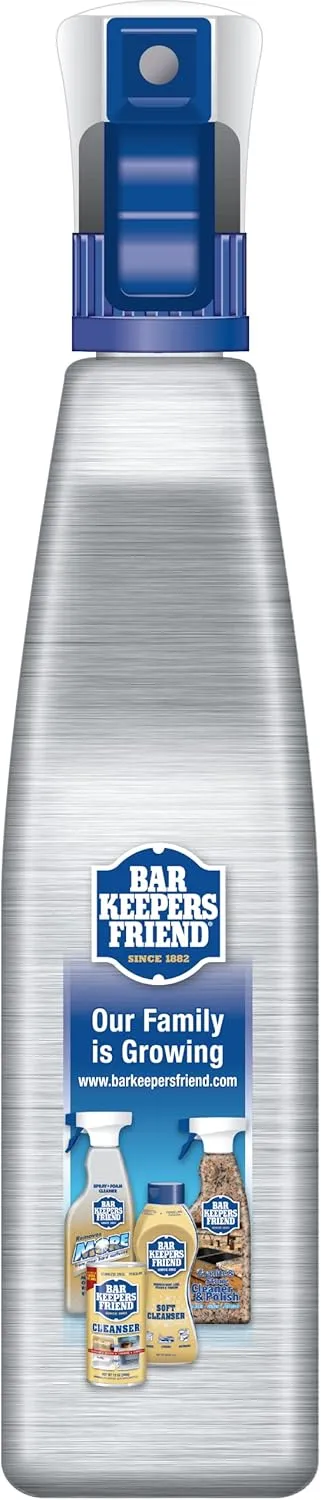 Bar Keepers Friend Stainless Steel Cleaner Spray (25.4 oz)   Microfiber Cloth - Removes Fingerprints and Grime Without Dulling