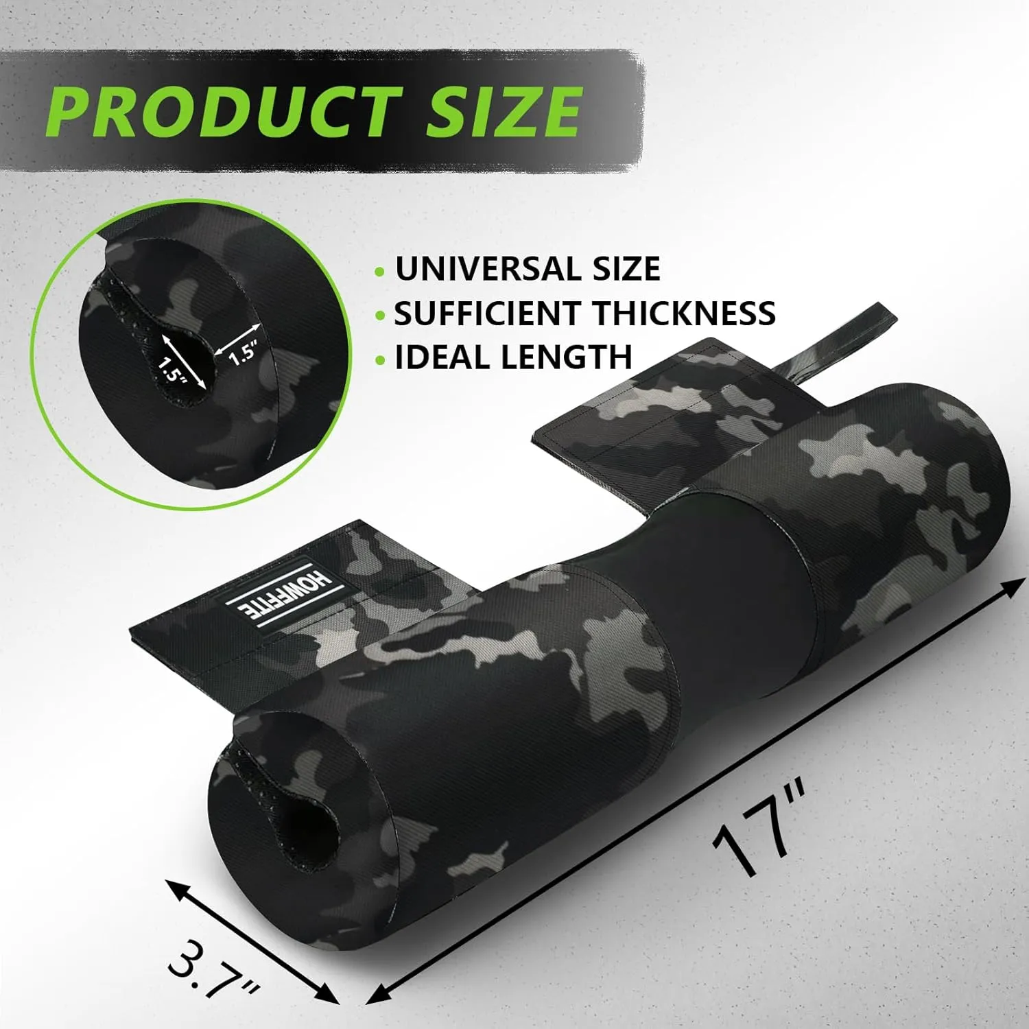 Barbell Pad Built-in Anti-Slide Design for Hip Thrusts, Squats and Lunges, Neck & Shoulder Protective Pad - Fits Standard and Olympic Bars