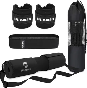 Barbell Pad Set for Squat Hip Thrusts, Upgraded Workout Foam Weight Lifting Bar Cushion Shoulder Neck Support with Anti-slip Grain, Fits Standard Olympic Bars & Smith Machine