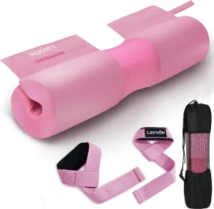 Barbell Squat Pad Set- Nylon Padding AntiSlip- Thick Foam Barbell Pad for Squats Cushion,Lunges&Bar Padding for Hip Thrusts -Standard Olympic Weight Bar Pad (Wrist Straps Weightlifting-Ankle Straps)