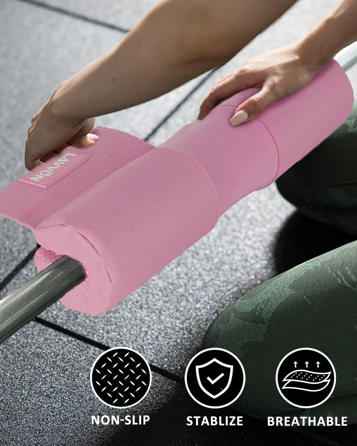 Barbell Squat Pad Set- Nylon Padding AntiSlip- Thick Foam Barbell Pad for Squats Cushion,Lunges&Bar Padding for Hip Thrusts -Standard Olympic Weight Bar Pad (Wrist Straps Weightlifting-Ankle Straps)