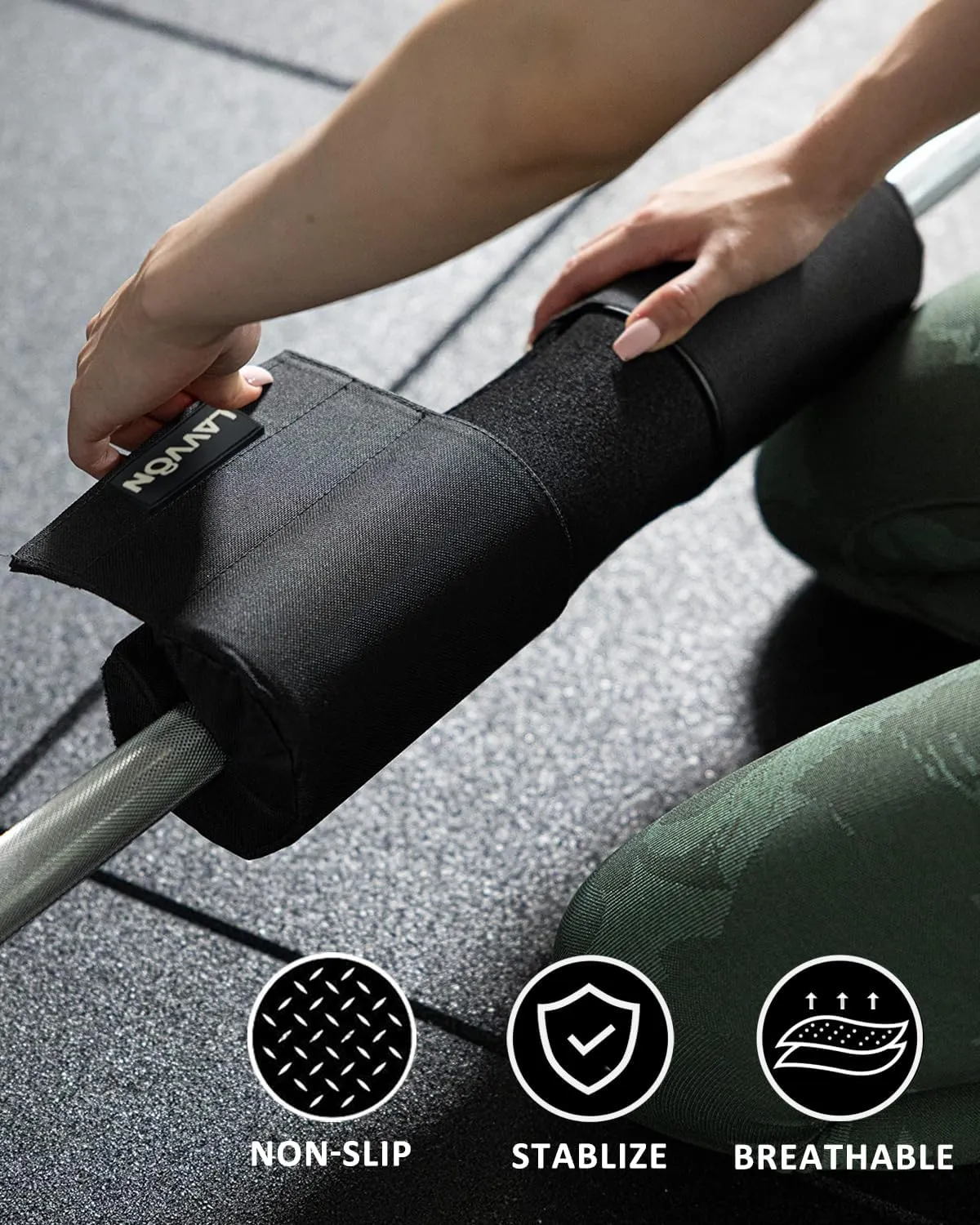 Barbell Squat Pad Set- Nylon Padding AntiSlip- Thick Foam Barbell Pad for Squats Cushion,Lunges&Bar Padding for Hip Thrusts -Standard Olympic Weight Bar Pad (Wrist Straps Weightlifting-Ankle Straps)