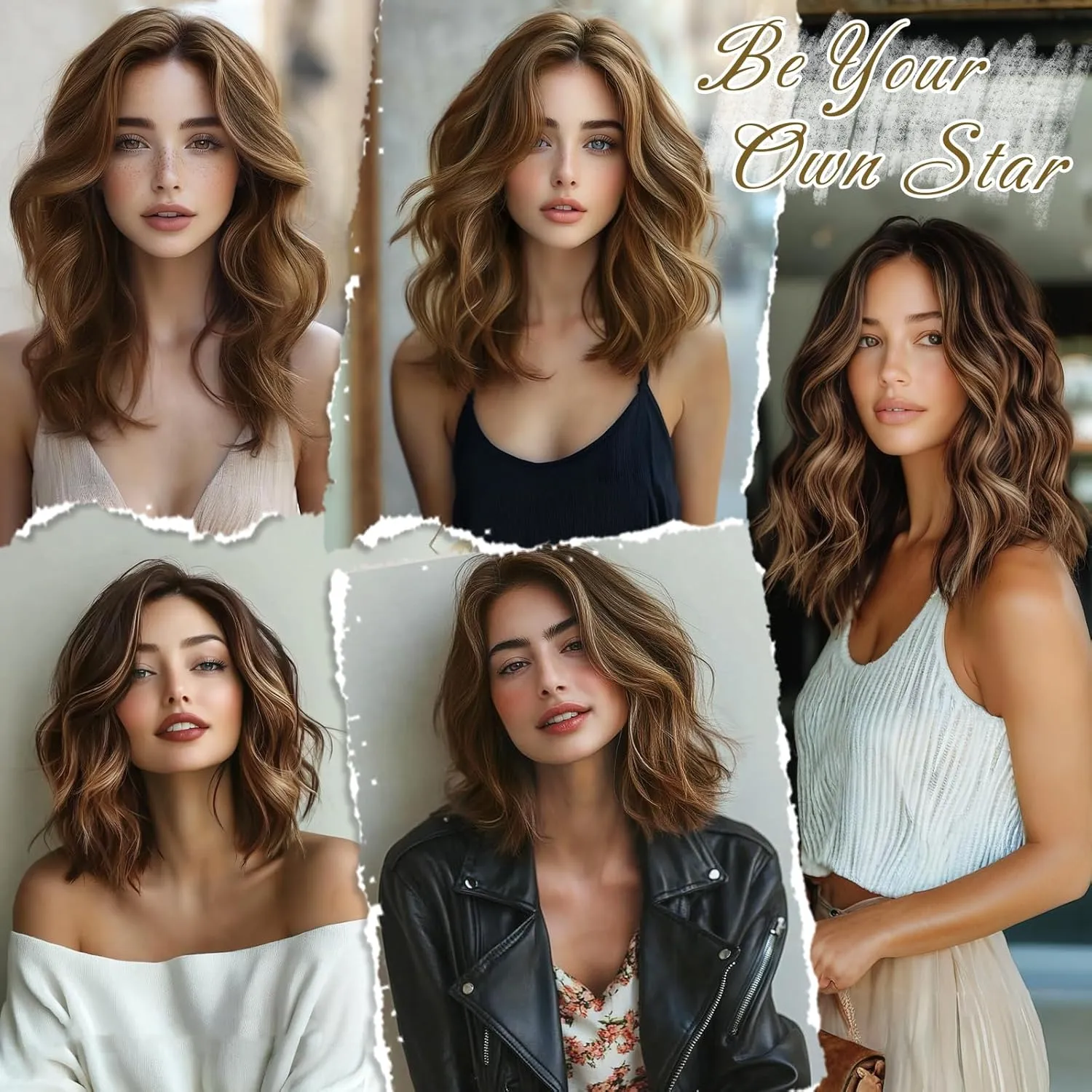BARSDAR Clip in Hair Extensions - 12 Inch Short Wavy Highlight Hair Extensions for Women - 6PCs Thick Soft Synthetic Clip in Hairpieces Daily - Chocolate Brown with Highlights