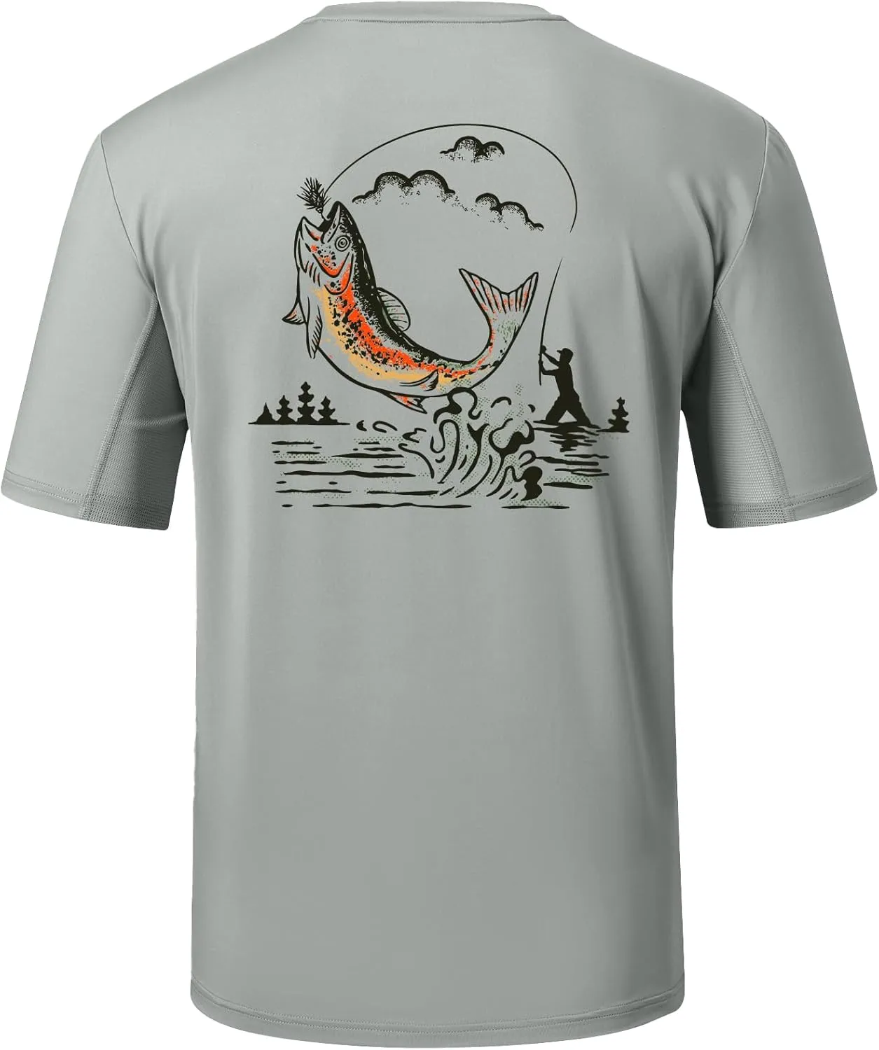 BASSDASH Men’s UPF 50  Fishing Graphic T-Shirts Pocket Short Sleeve Shirt Quick Dry UV Sun Protection Casual Outdoor FS46M