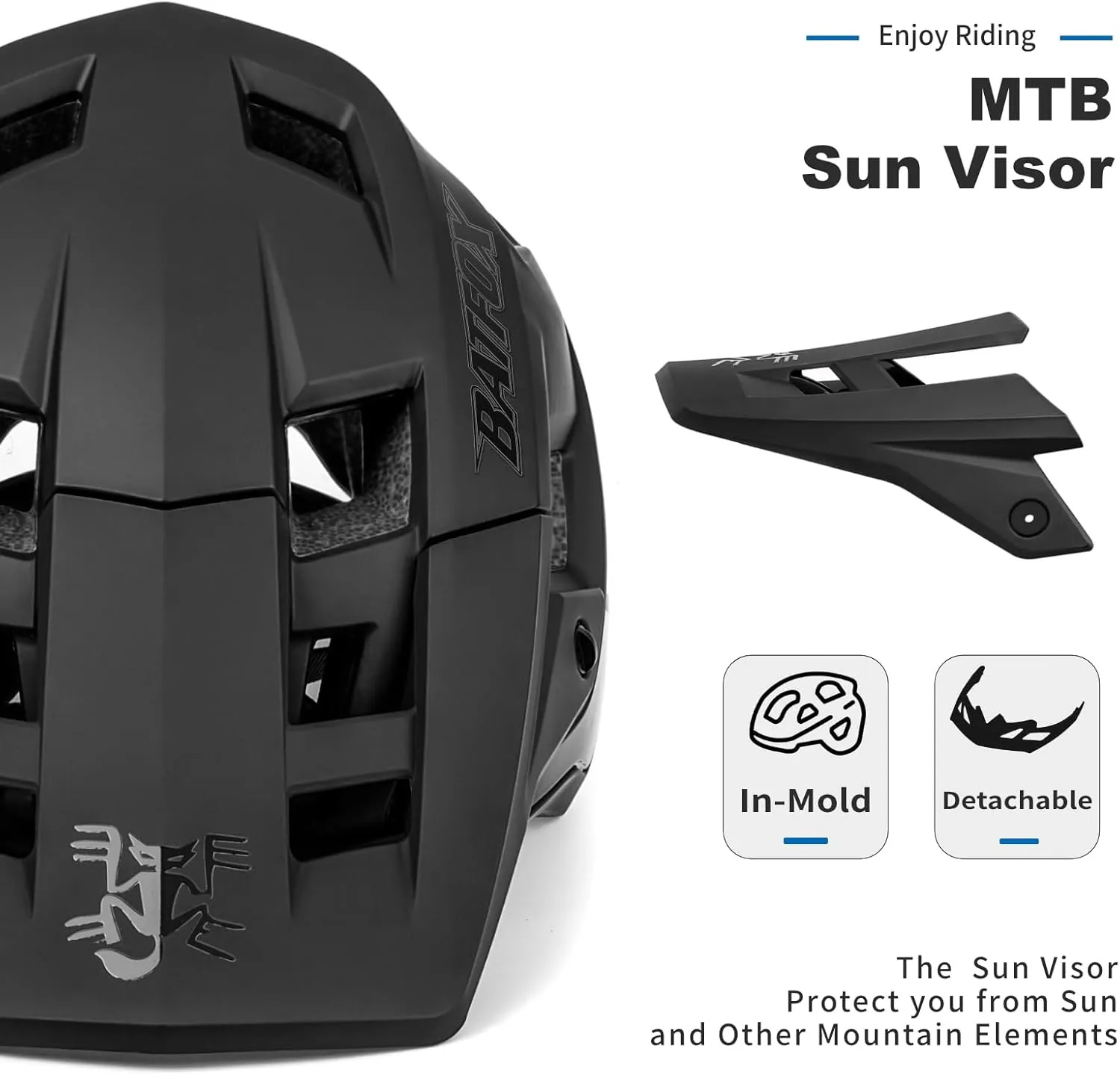 BATFOX Bike Helmet,Mountain Bike Helmet Helmets for Men Women Adults Youth