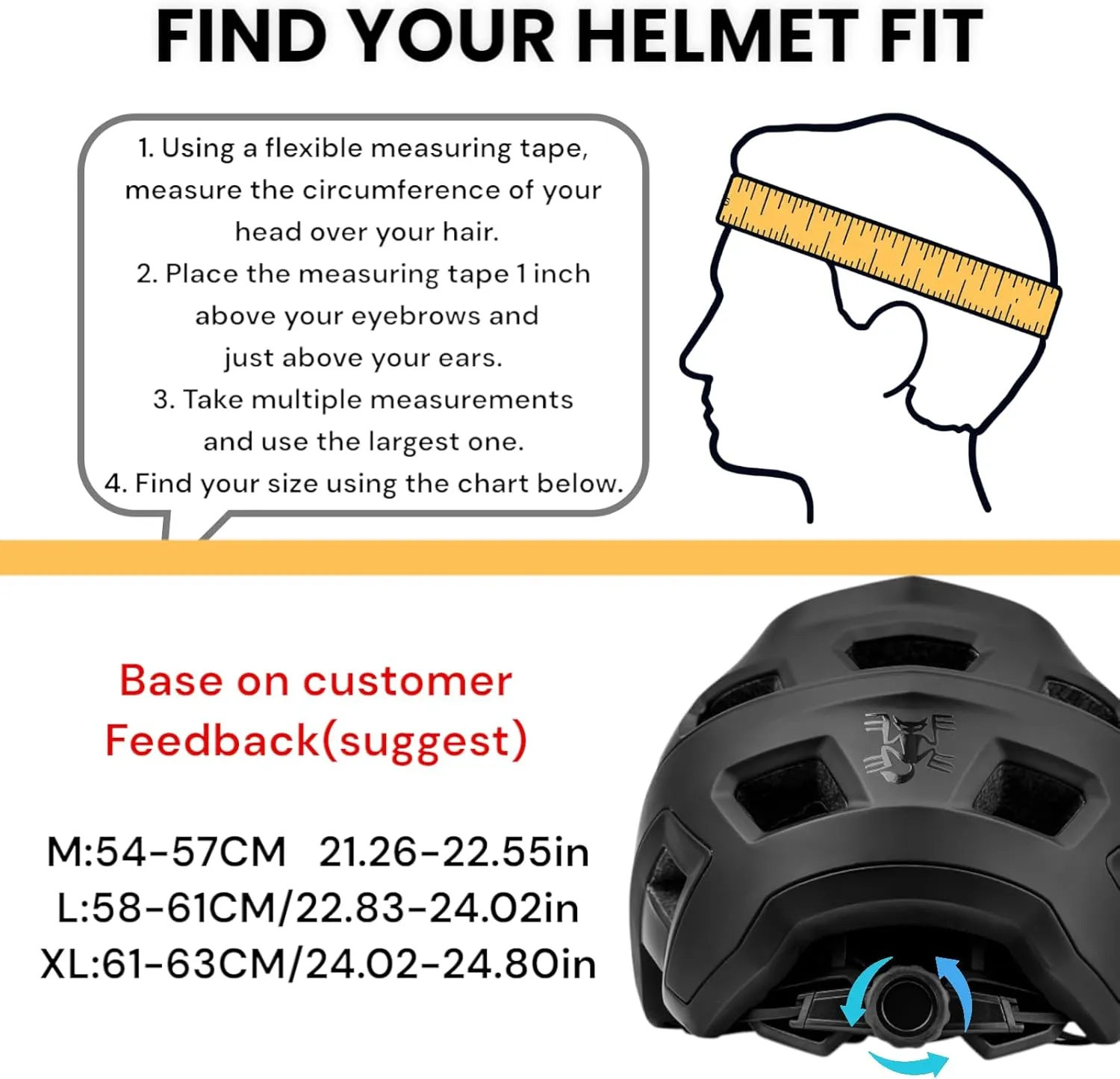 BATFOX Bike Helmet,Mountain Bike Helmet Helmets for Men Women Adults Youth