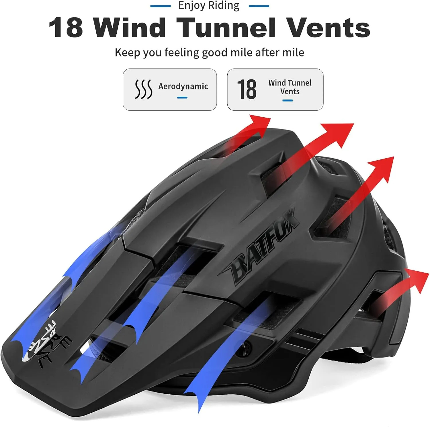 BATFOX Bike Helmet,Mountain Bike Helmet Helmets for Men Women Adults Youth