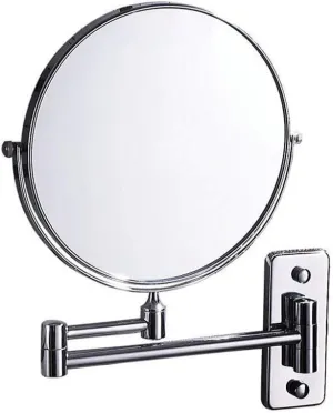 Bathroom Makeup Mirror Wall Hanging Folding Double-Sided Beauty Dressing Stretching with 1X/3X Magnification Two-Sided 360°Swivel Design Extendable Bathroom Mirror Silver