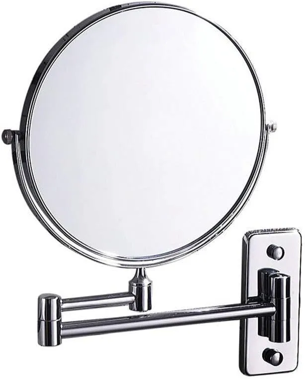 Bathroom Makeup Mirror Wall Hanging Folding Double-Sided Beauty Dressing Strhing with 1X/3X Magnification