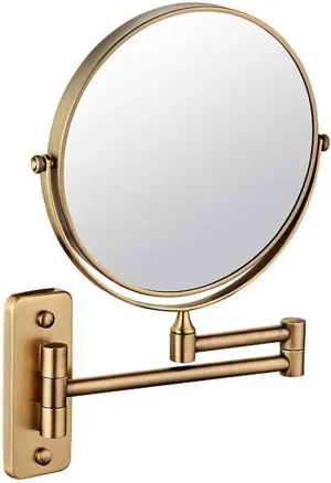 Bathroom Mirror Wall Mounted Makeup Mirror 8-inch Two-Sided 5X Magnification 360° Swivel Extending Folding Bathroom Shaving Cosmetic Make Up Mirror (Color : Rose Gold Size : 1X/3X) (Archaize 1X/5X)
