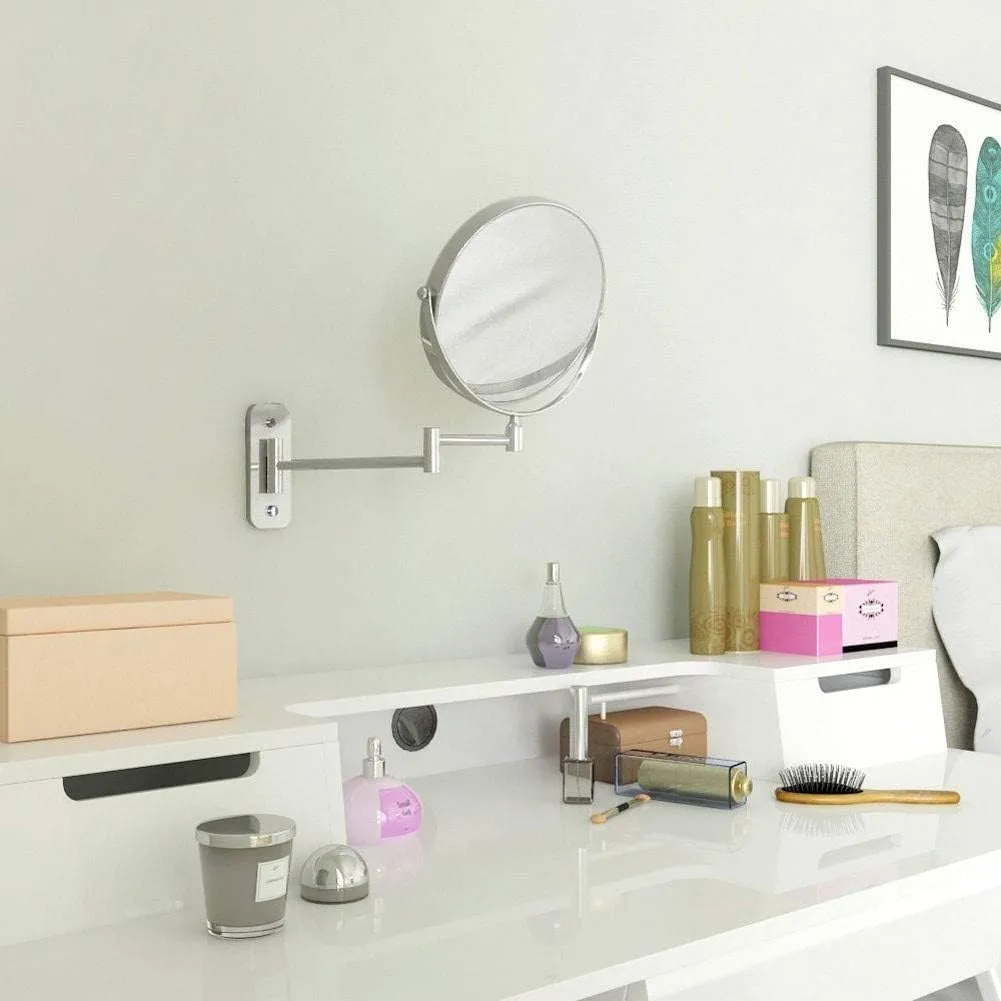 Bathroom Shaving Mirror Wall Mounted Cosmetic Mirror 3X/1X Magnification Makeup Mirror 360° Free Rotation for Beauty Makeup/Bathroom Shaving with Drilling or Without Drilling(#7)