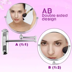 Bathroom Shaving Mirror Wall Mounted Cosmetic Mirror 3X/1X Magnification Makeup Mirror 360° Free Rotation for Beauty Makeup/Bathroom Shaving with Drilling or Without Drilling(#7)