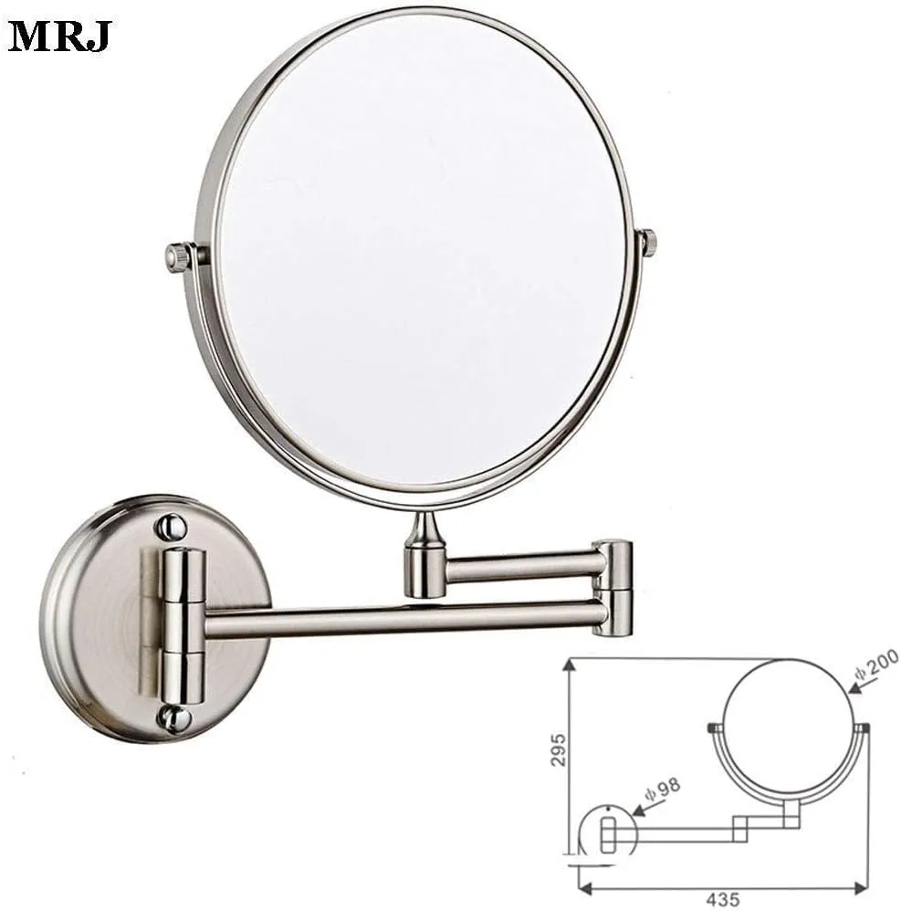 Bathroom Shaving Mirror Wall Mounted Makeup Mirror 6-inch Two-Sided Swivel Wall Mounted Mirror Extending Folding Bathroom Shaving Cosmetic Make Up Mir