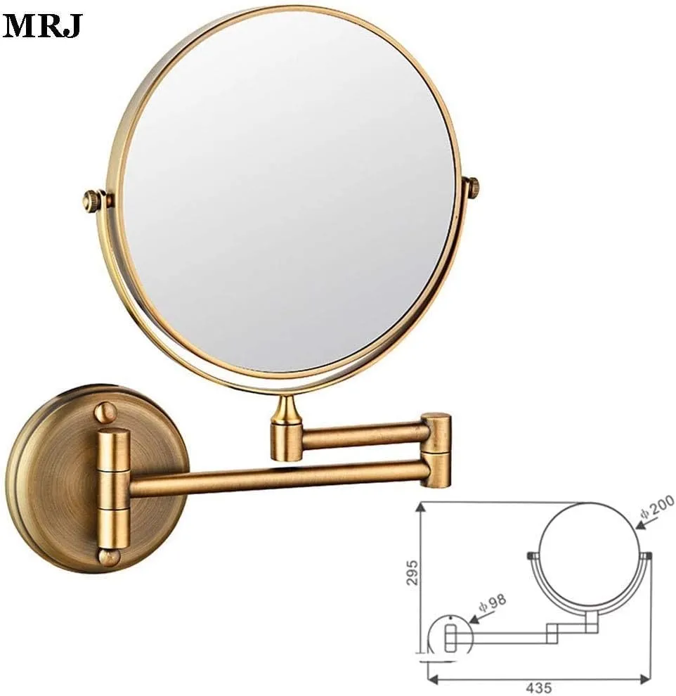 Bathroom Shaving Mirror Wall Mounted Makeup Mirror 6-inch Two-Sided Swivel Wall Mounted Mirror Extending Folding Bathroom Shaving Cosmetic Make Up Mir