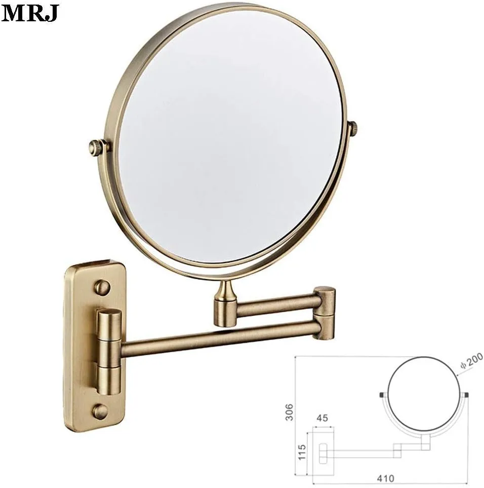 Bathroom Wall Mounted Makeup 8-inch Two-Sided 5X Magnification 360°Swivel Extending Folding Bathroom Shaving Cosmetic Make Up Mirror