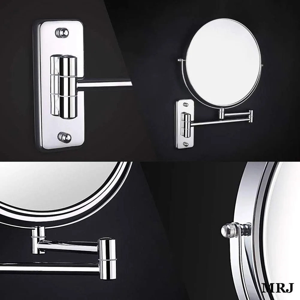 Bathroom Wall Mounted Makeup 8-inch Two-Sided 5X Magnification 360°Swivel Extending Folding Bathroom Shaving Cosmetic Make Up Mirror