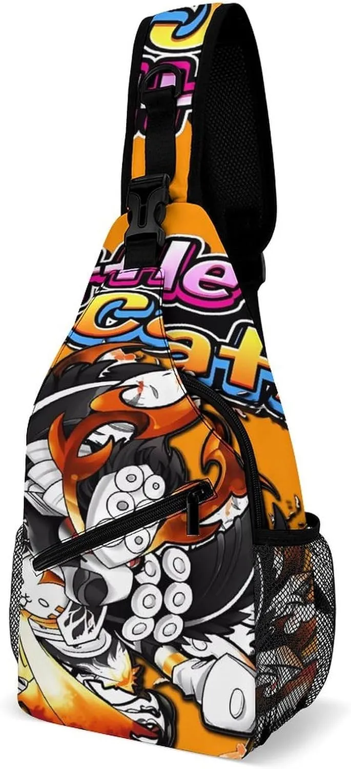 Battle-Cats Strap Casual Chest Bag, Multi-Purpose Crossbody Bag, Travel Bag For Men And Women 38x20cm