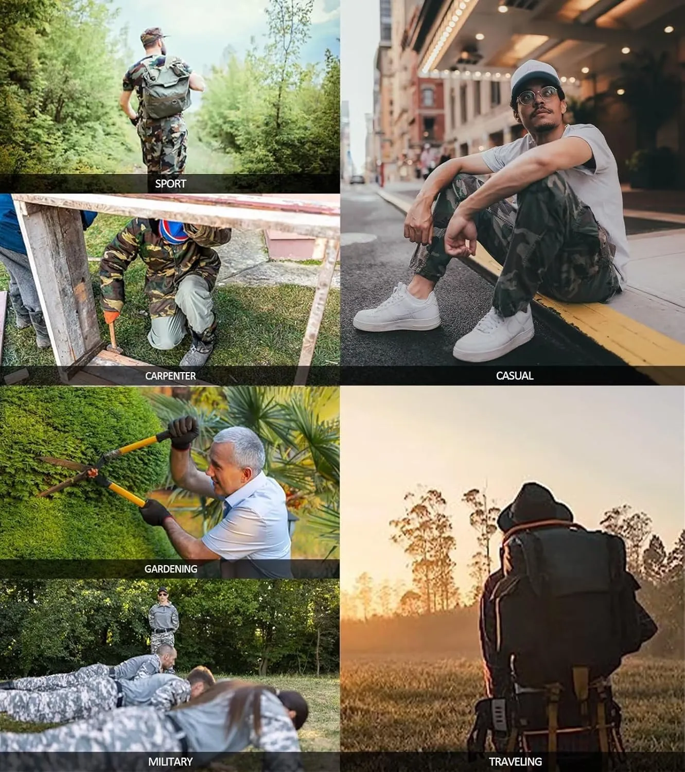 BAYAMO Mens Cargo Pants Camo Military Fatigue Pant Camouflage Hunting Combat Work Casual Pants Multi Pocket