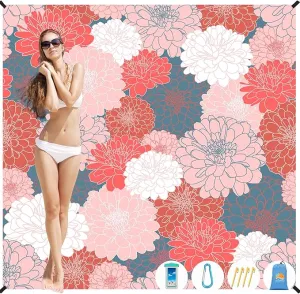 Beach Blanket Waterproof Sandproof 1-7 Adult Oversized 78 '' × 81 '' Lightweight Durable Compact Sand Free Beach Mat for Travel Camping Hiking Picnic Blanket Extra Large