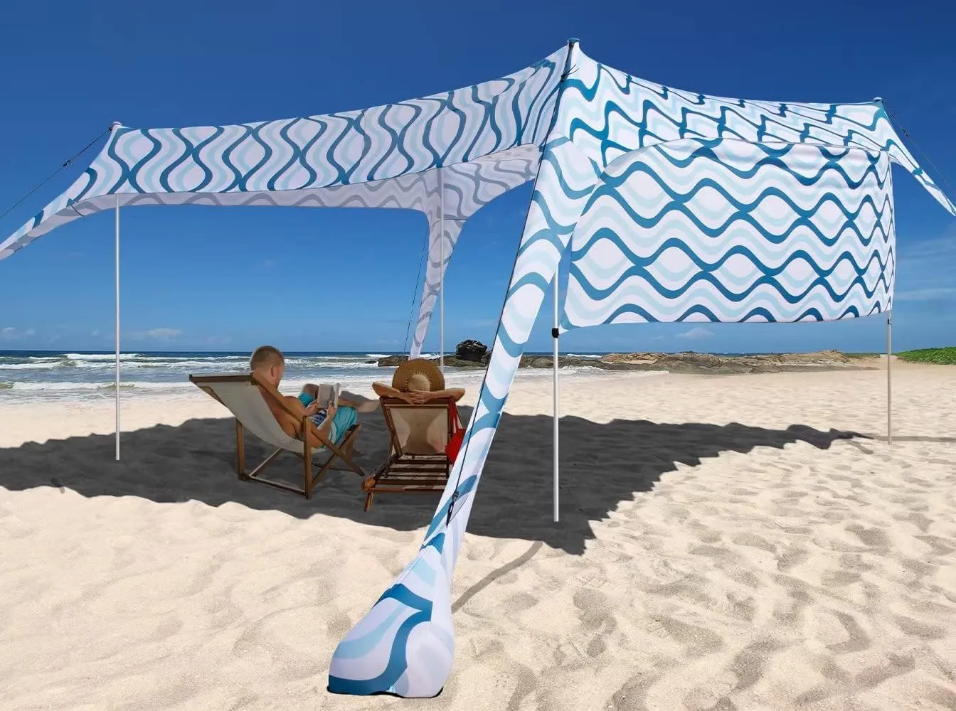 Beach Canopy Tent Shade with Sidewalls 10x10FT, 6.6FT Tall, UPF50  Sun Shelter, Windproof & Water Resistant, Includes Guylines Sand Shovel Stability Poles, Easy Up for Beach Outdoor Camping Backyard