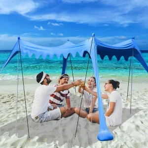 Beach Shade Tent,Beach Sunshade Canopy UPF 50 UV Protection,10x10 Ft Beach Shelter with 4 Sandbags and Thick Stability Poles,Sand Shovel,Ground Pegs,Carry Bag,Camping,Backyard Fun,Outdoor Canopy Tent