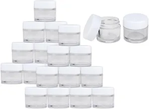 Beauticom® High-Graded Quality 7 Grams/7 ML (Quantity: 36 Packs) Thick Wall Clear Plastic LEAK-PROOF Jars Container with White Lids for Cosmetic, Lip Balm, Lip Gloss, Creams, Lotions, Liquids