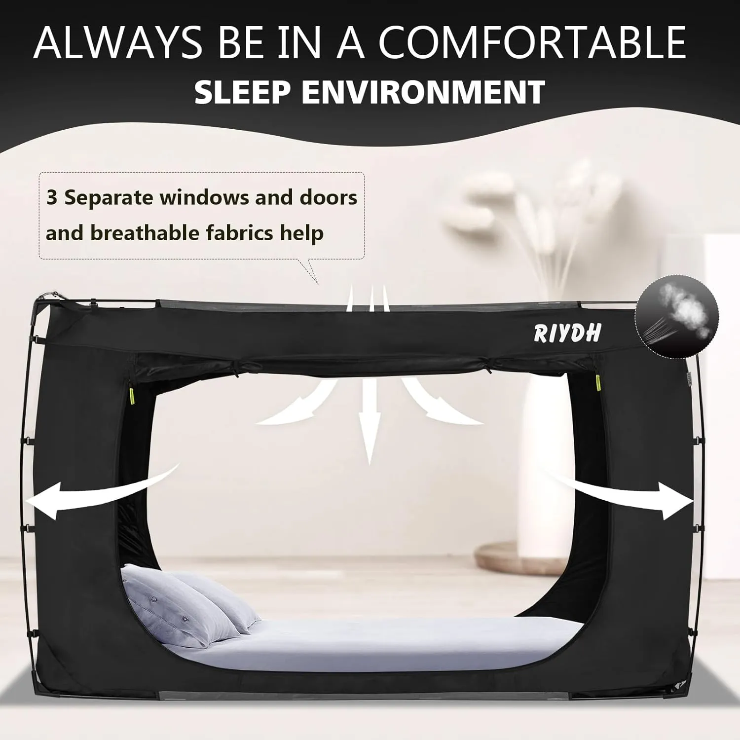 Bed Tent Bed Canopy King Size Tents for Adult and Kids- Original Design Portable Dream Tent Indoor Sleeping Tents 80% Blackout with 3 Doors Breathable Big Space Tents