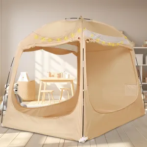 Bed Tent Twin Full Queen King Size Canopy Tent for Kids and Adult - 80% Blackout Indoor Sleeping Tents with Star String Lights, Big Space Breathable Dome Tent Playhouse for Boys & Girls