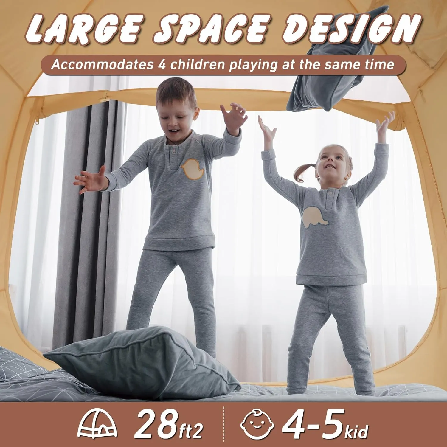 Bed Tent Twin Full Queen King Size Canopy Tent for Kids and Adult - 80% Blackout Indoor Sleeping Tents with Star String Lights, Big Space Breathable Dome Tent Playhouse for Boys & Girls