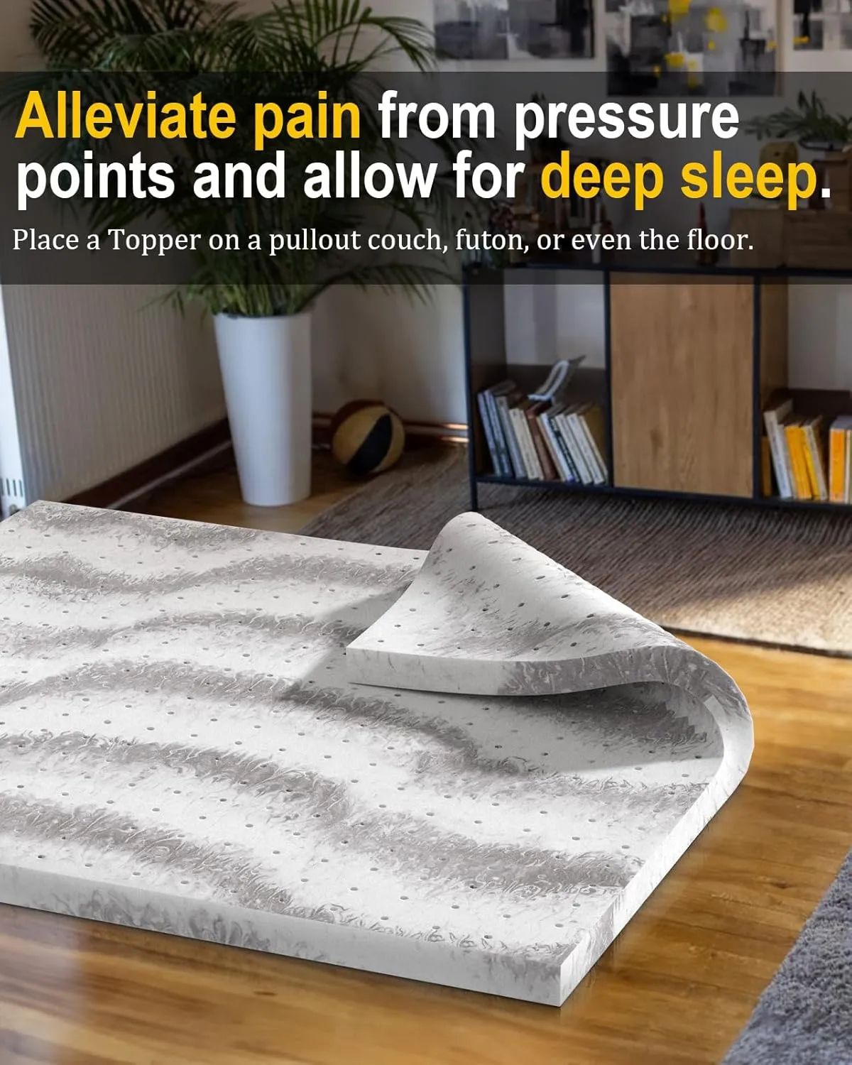 BedsPick 2 Inch Mattress Topper Twin XL Memory Foam, Mattresses Pad Extra Long Twin Charcoal Infused, Soft College Dorm Bed Toppers, CertiPUR-US and Oeko-Tex Standard 100 Certified