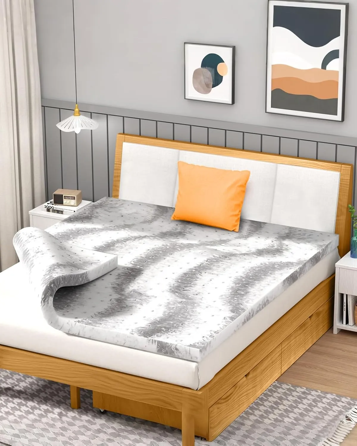 BedsPick 2 Inch Mattress Topper Twin XL Memory Foam, Mattresses Pad Extra Long Twin Charcoal Infused, Soft College Dorm Bed Toppers, CertiPUR-US and Oeko-Tex Standard 100 Certified