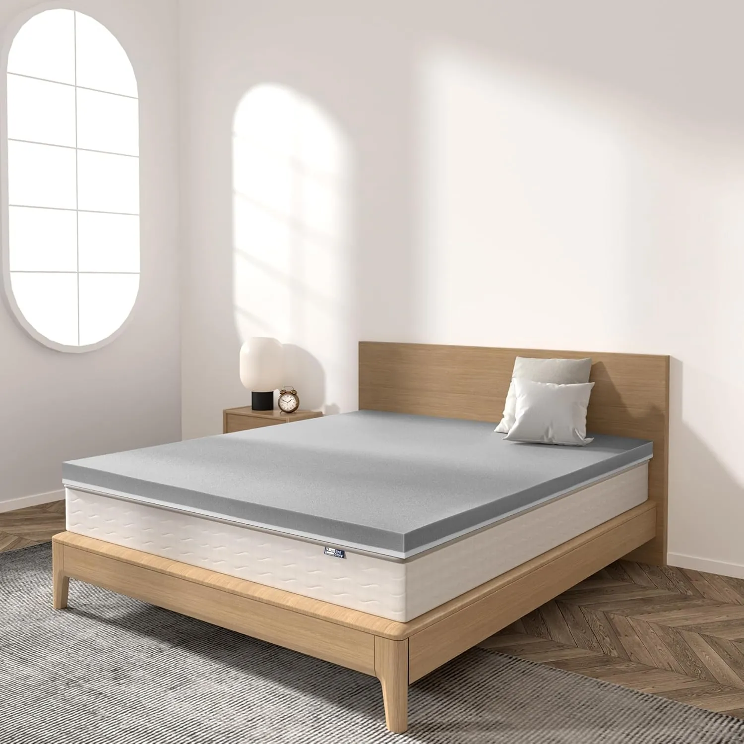 BedStory Firm Mattress Topper King Size 2 Inch - Memory Foam Mattress Topper for Back Pain Relief - Gel & Bamboo Charcoal Infused Cooling Pad - Ergonomic Bed Topper, CertiPUR-US Certified