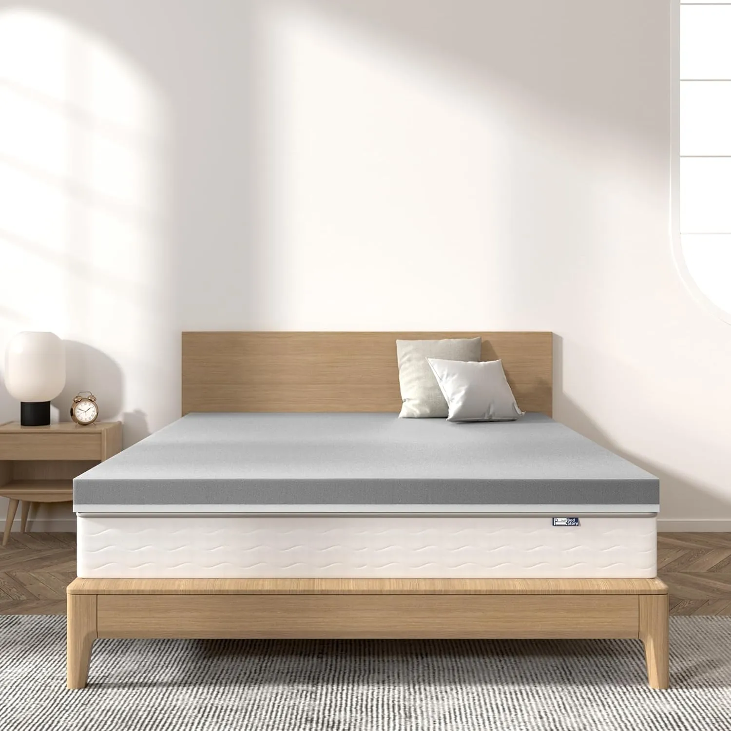 BedStory Firm Mattress Topper King Size 2 Inch - Memory Foam Mattress Topper for Back Pain Relief - Gel & Bamboo Charcoal Infused Cooling Pad - Ergonomic Bed Topper, CertiPUR-US Certified