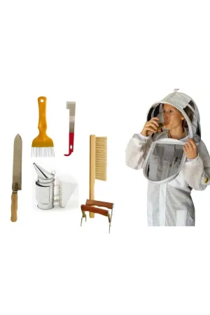 Beekeeping Starter Kit 4 With OZ ARMOUR Three Layer Mesh Beekeeping Suit