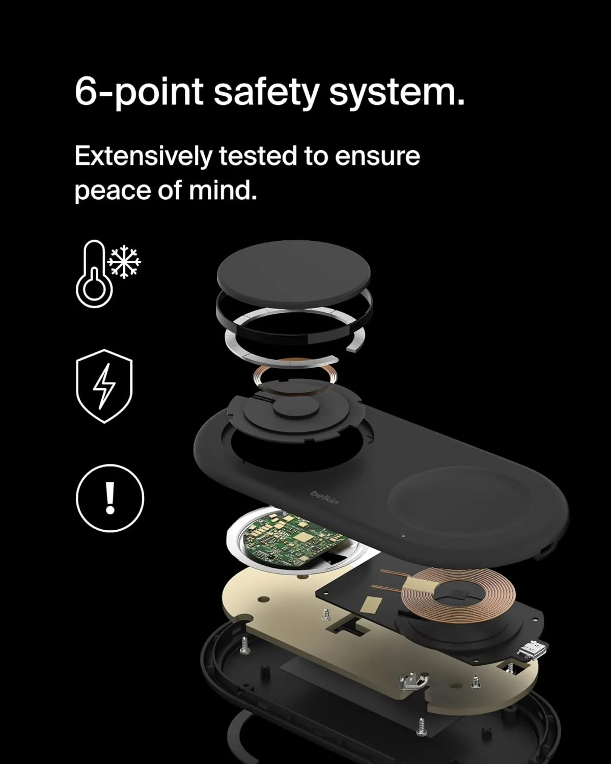 Belkin 3-in-1 MagSafe-Compatible Wireless Charging Pad with Qi2 15W - iPhone Charger - Fast Charging Wireless Charging Station for iPhone 16, 15, & 14 Series, AirPods, Apple Watch, & More - Black