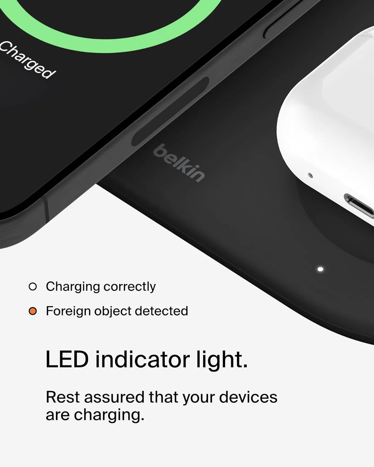 Belkin 3-in-1 MagSafe-Compatible Wireless Charging Pad with Qi2 15W - iPhone Charger - Fast Charging Wireless Charging Station for iPhone 16, 15, & 14 Series, AirPods, Apple Watch, & More - Black