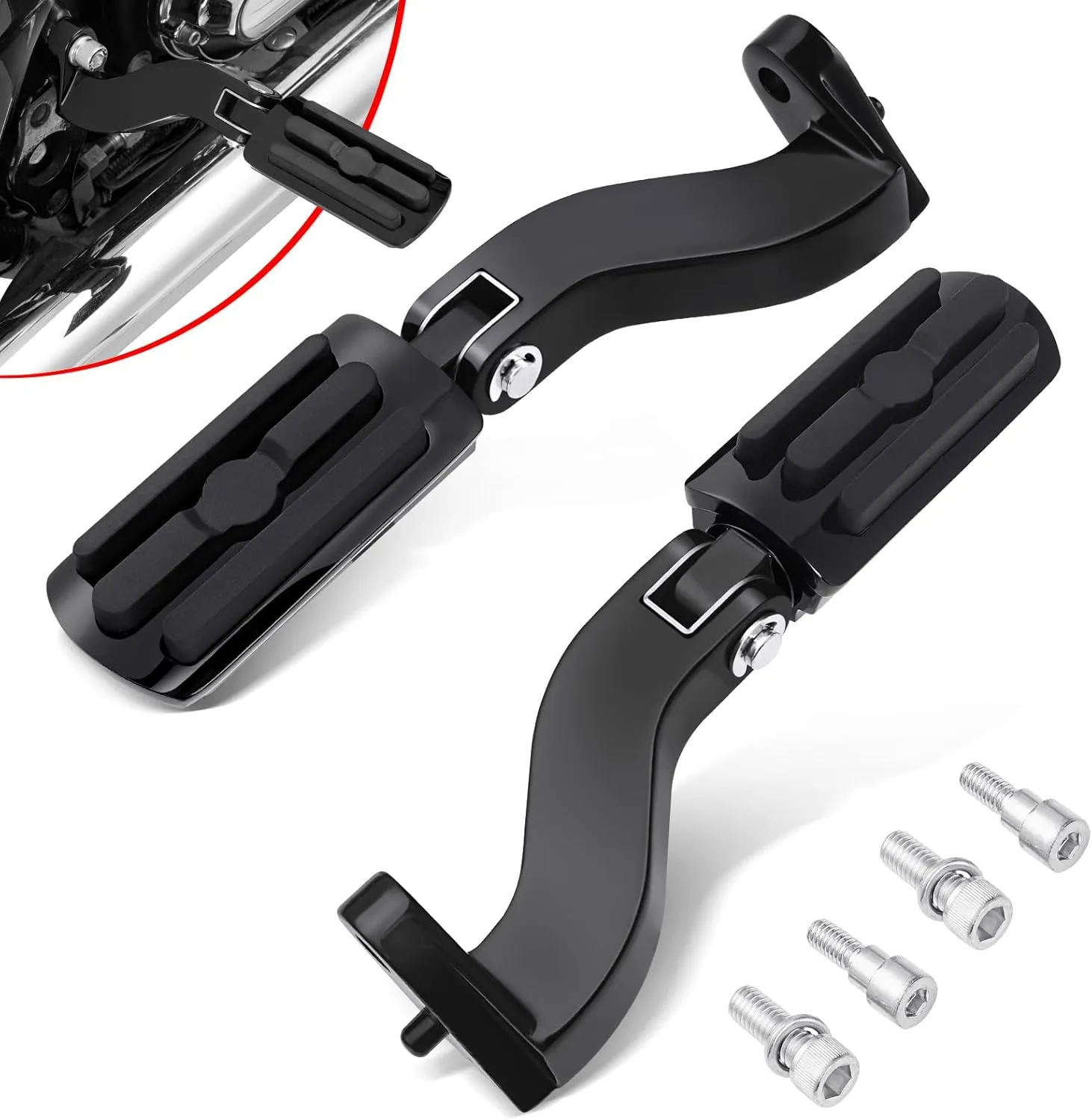 Benlari Rear Passenger Foot Pegs, A3 Steel Passenger Mini Footboard Fit For Harley Davidson Touring Road King Street Glide Road Glide Electra Glide Ultra Classic 1993-2025 (Black)