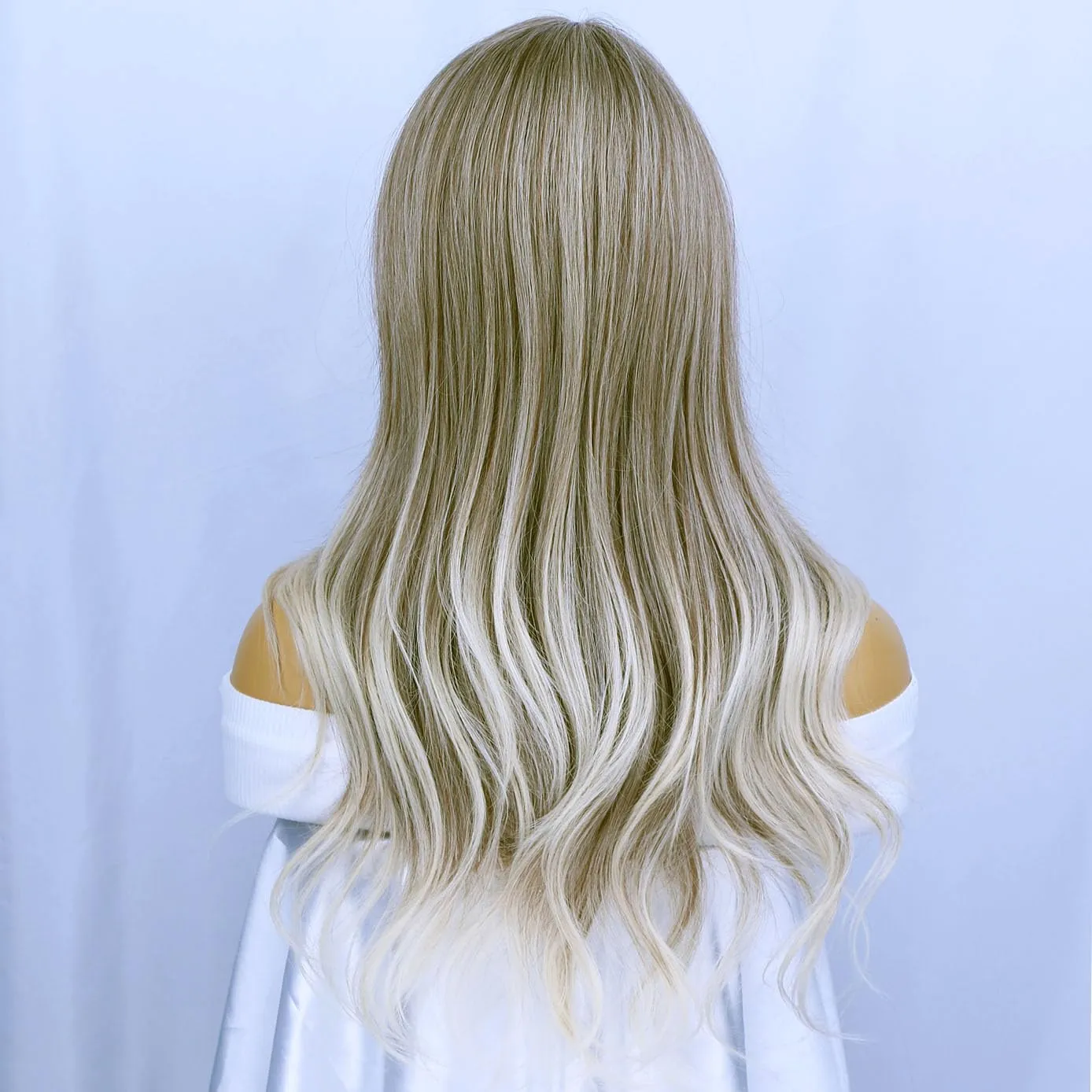 BERON Blonde Brown Long Wigs Women Wavy Wig with Bangs 26 Inches Curly Synthetic Wigs for Cosplay Party Wigs Wig Cap Included